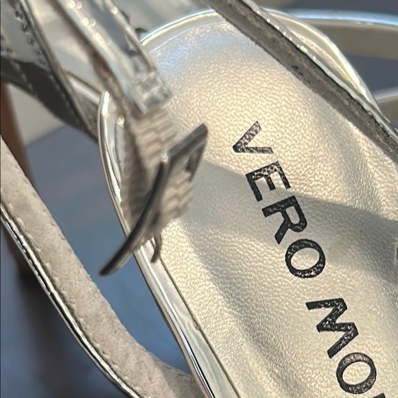 VERA MODA Becca Ankle Strap Pin Heel Open Toe Stilettos Sandals Silver - Picture 2 of 16